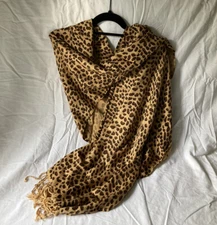 Cejon Leopard / Cheetah Print 75"L x 22"W Scarf / Shawl with Fringe