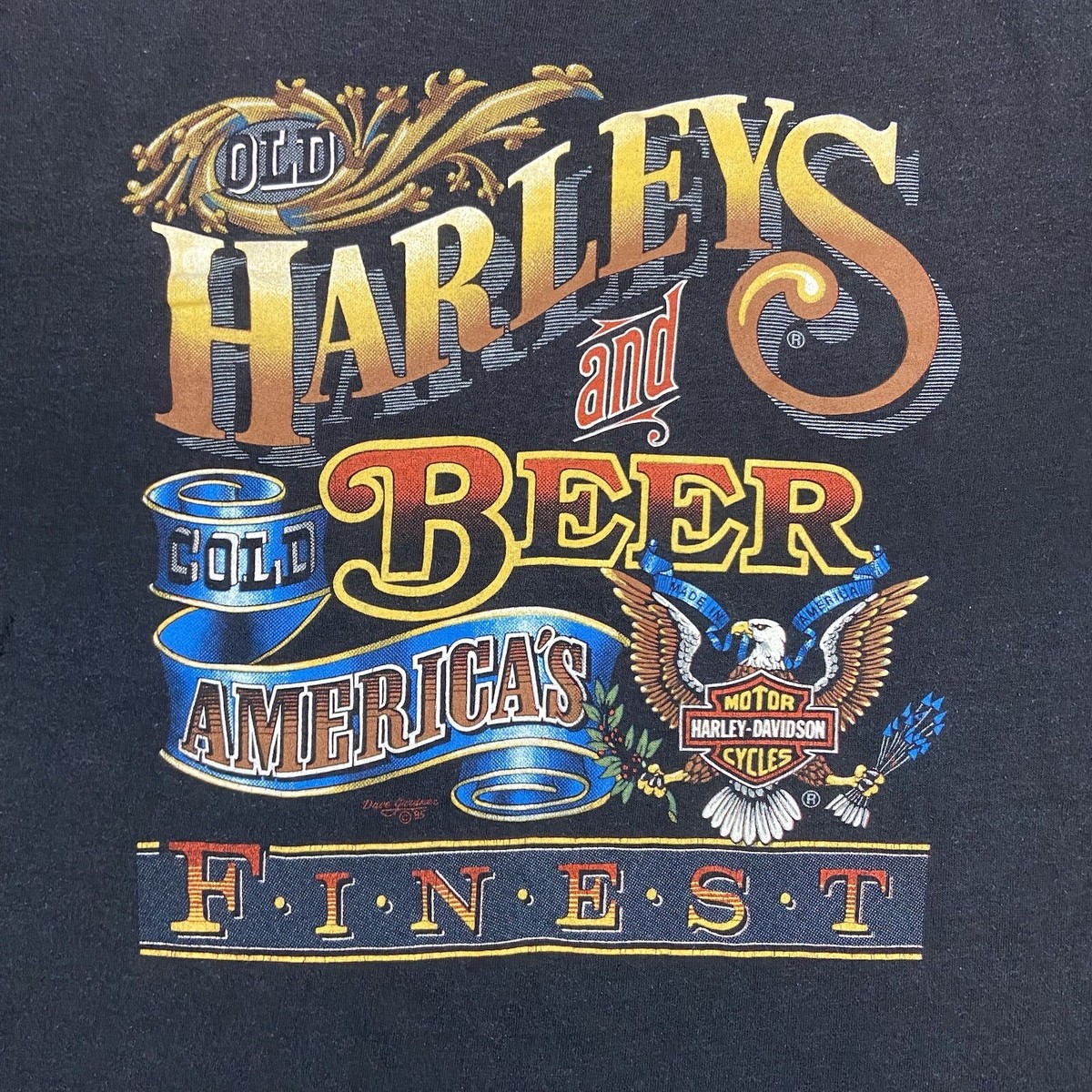 Vintage 80s Harley Davidson 3D Emblem Beer Cut Off T-Shirt