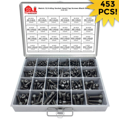 Metric 12.9 Alloy Allen Socket Head Cap Screws Black Oxide Assortment - 453 PCS