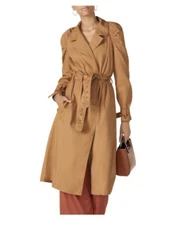 NWT $425 Love, Whit Brown Trench Coat 100% Cotton XS