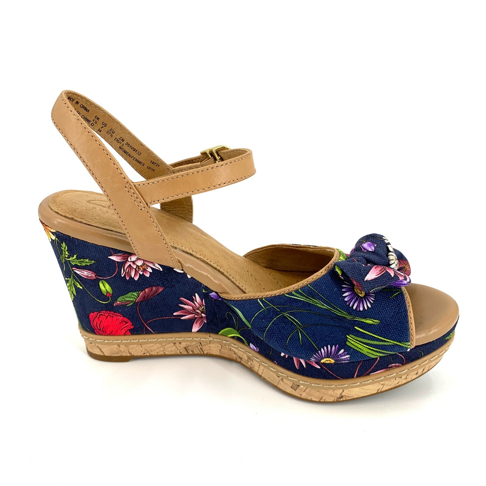 clarks blue suede wedge sandals