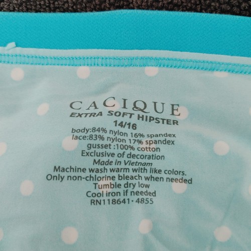 Lane Bryant CACIQUE EXTRA SOFT HIPSTER PANTY PANTIES 14/16 Aqua Blue White Dot - Picture 7 of 7