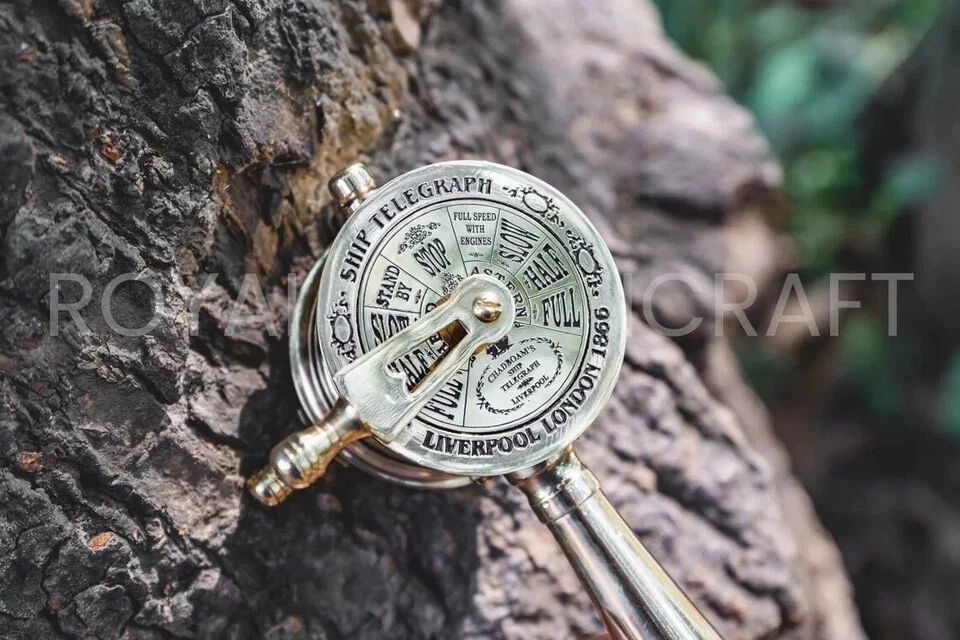 Antiguo telégrafo de motor de barco de latón náutico de 7 pulgadas - Marítimo coleccionable Foto 4 de 4