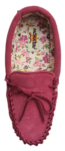 Ladies Mokkers Moccasin Slippers Lily Suede Comfy Floral Lined Indoor Shoe UK3-9 - Picture 8 of 49