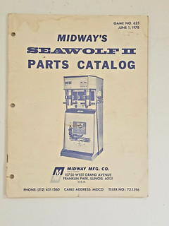 MIDWAY'S SEAWOLF II VIDEO GAME PARTS CATALOG MANUAL
