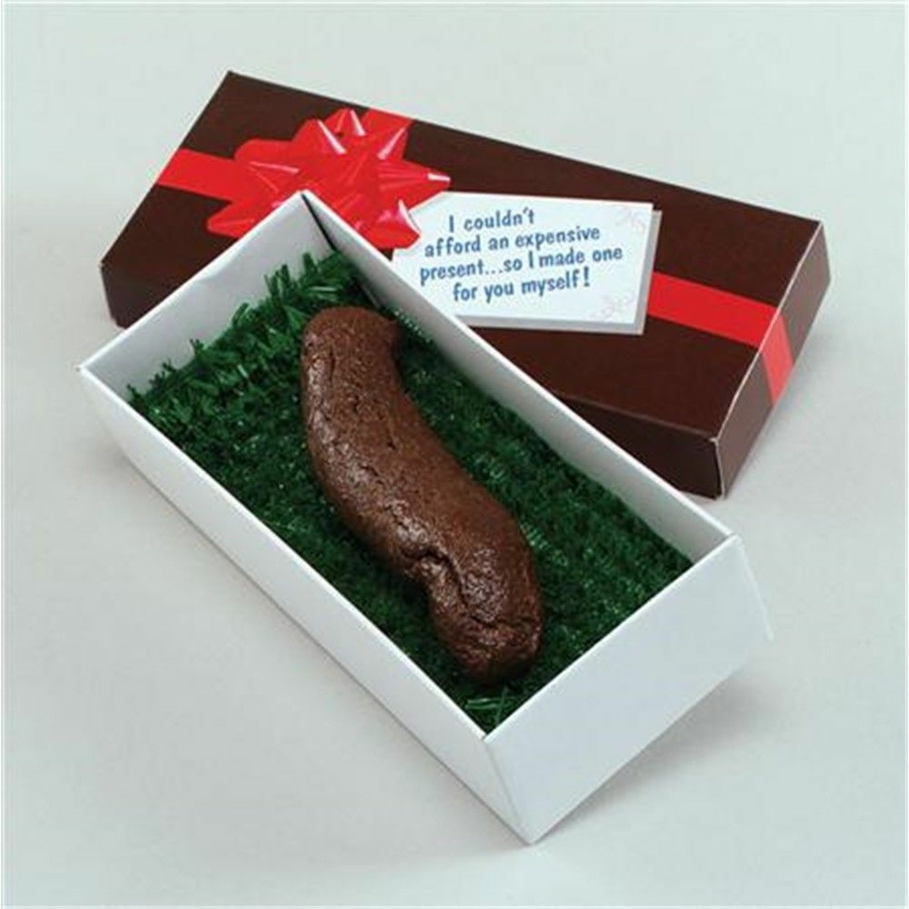 FAKE TURD POO IN A GIFT BOX FUNNY PRACTICAL JOKE PRANK NOVELTY BIRTHDAY GIFT
