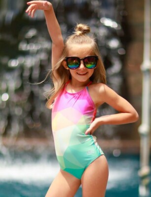 NWT RAD Josie - Girls Colorful Swimsuit tie back full piece bathing suit Size 4