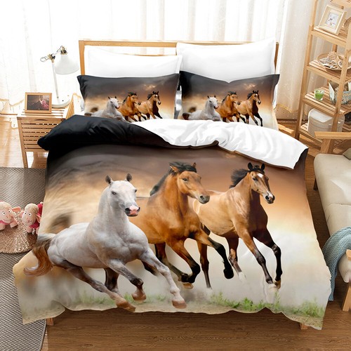 Galloping Horse Bedding Set 2/3 PCS Quilt Duvet Cover Dorm Single Double King - Picture 17 of 32