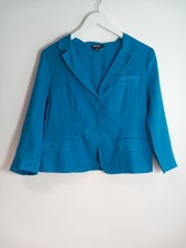 Dkny Ladies Short Jacket- 100% Linen- Sky Blue 2 Press Stud Fastening Size Uk 10