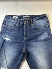 Vigoss Womens Frankie Slim Straight Ripped Button Fly Blue Sz-30 #710