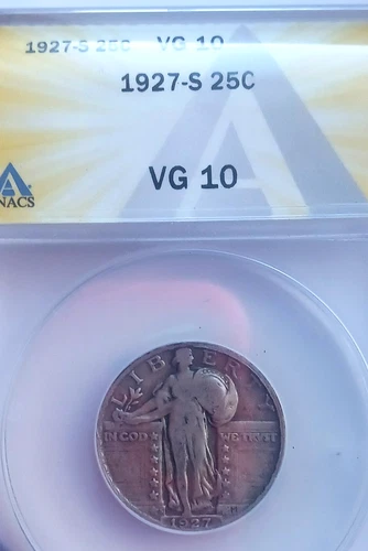 1927 S STANDING LIBERTY QUARTER ANACS VG 10 VERY NICE
