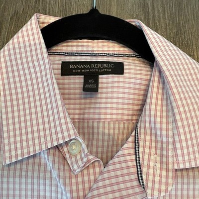 Mens Banana Republic Slim Fit Dress Shirt Pink & White XS | eBay