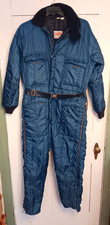 VTG Walls Blizzard Pruf Unisex Blue Insulated Coveralls Leg Zip Snow Suit Large