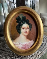 Ölgemälde Lupenmalerei Miniatur Öl a. Malbrett Portrait im Biedermeier  Oval 9x7