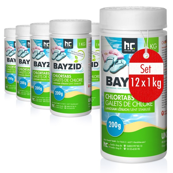 Chlortabs 200G Langsam 12 X 1 Kg Bayzid LöSlich Chlor Tabletten Pool Tabs-image