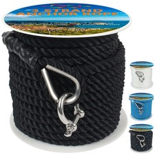 Anchor Rope 1/2 Inch 50 FT, Anchor Line 3 Strand Boat Rope with Stainless Ste...