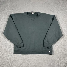 VTG Russell Athletic Sz M Solid Faded Green Plain Blank Sweatshirt Dri-Power Y2K