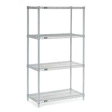 Nexelate Wire Shelving Starter Unit Silver Epoxy 24"W X 18"D X 54"H