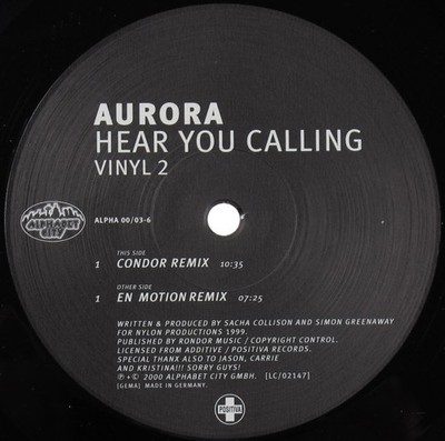 Aurora - Hear You Calling (Vinyl 2) (12'') (Mint (M)) - 4031915116 Electronic Vin