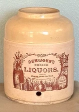 VINTAGE DEMIJOHN’S CORONA STONEWARE JUG CHOICE LIQUORS 2708 14"Tall 6"open 1gal?