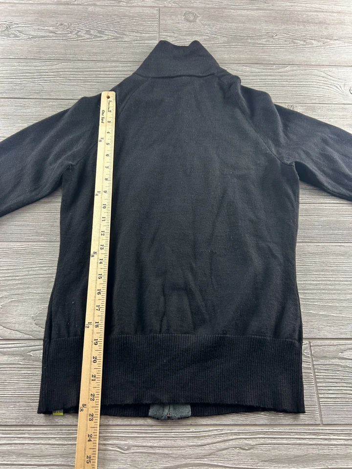 Suéter Smartwool Mujer Mediano Cremallera Completa 100% Lana Merino Bolsillos Frontales Negro Foto 4 de 4