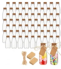  4oz Plastic Mini Potion Bottles with Cork Lids Small Clear Favor Jars Sand 72pc