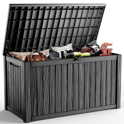Large Resin Storage Bins 200 Gallon Deck Boxes with Lids Outdoor Storage