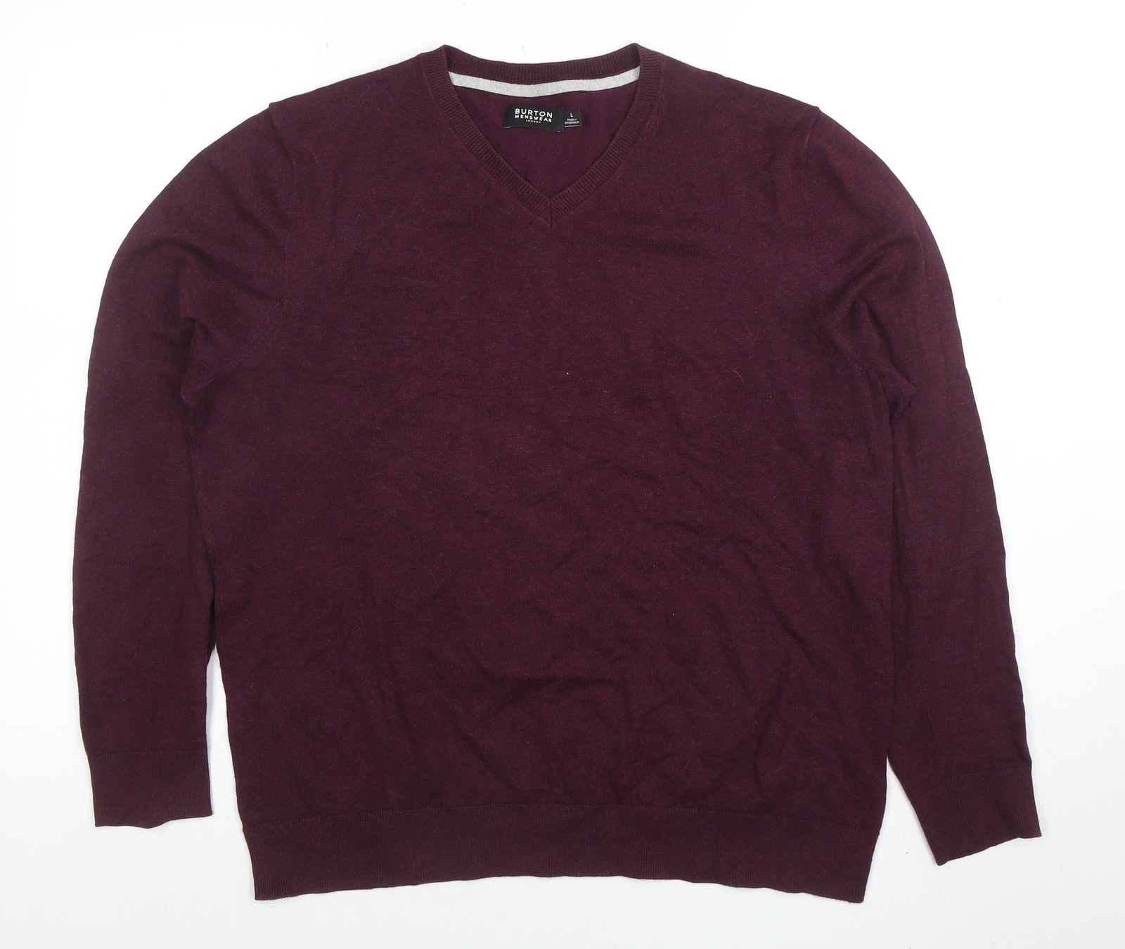 Burton Menswear London Mens Pullover Jumper Size L Purple V-Neck Long Sleeve image 2