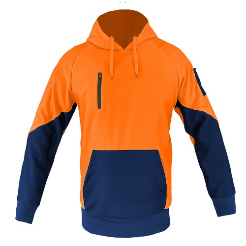 Hi Vis Work Hoodie Zip-up Fleece Jumper Safety Sweatshirt Orange Yellow Unisex - Picture 44 of 61