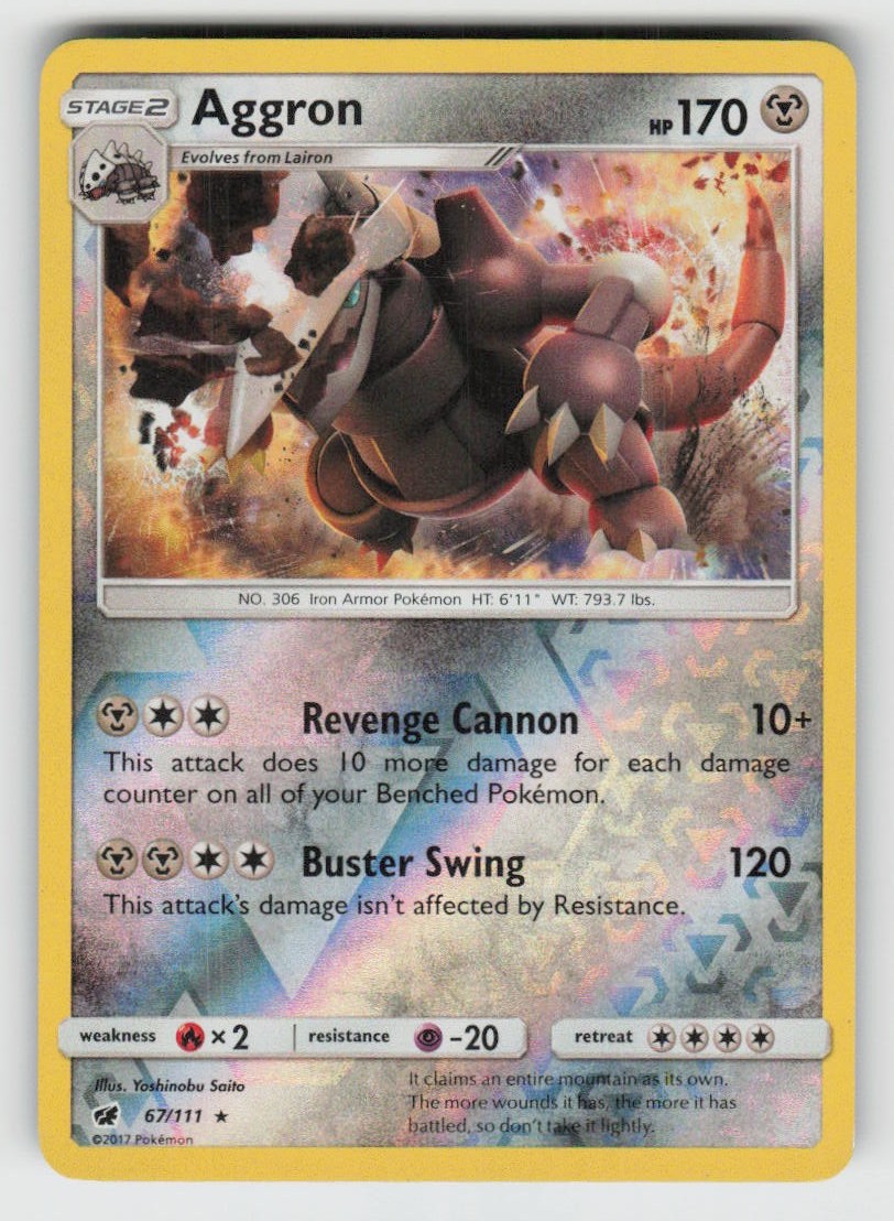 Reverse Holo Aggron 67/111 Rare Crimson Invasion Near Mint