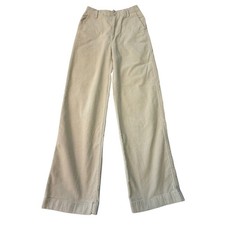Cream Wide Leg Corduroy High Waisted Trousers Beige Pants 27 Everlane Sample