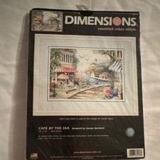 Dimensions Cafe by the Sea Counted Cross Stitch Kit Beach Nautical 35157