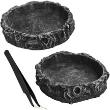 2PCS Reptile Water Dish Food Bowl Set Reptile Feeder Food and Water Dish with Fe