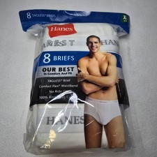 2014 Hanes Mens XL Best Briefs Tagless Comfort Flex 100 Cotton 8 Pack White NEW