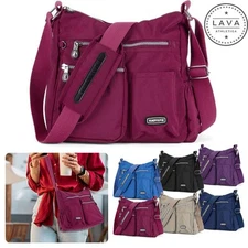Crossbody Bag Waterproof Nylon Multi Pocket Handbag Large Capacity Travel Bag