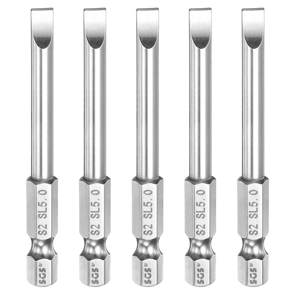 "5Pcs SL5 Schraubendreherbits FüR 1/4\" Sechskantschaft 2.6\" Magnetisch"-image