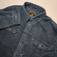 Freedom Foundry Dry Goods Mens Speckled Denim Shirt XXL Blue Heavyweight
