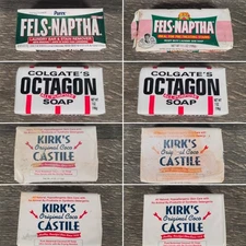 Lot of 8 Kirk's Castile Colgate’s Octagon Soap Purex Fels-Naptha Laundry Bar