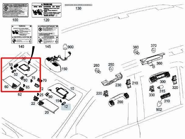12-15 Mercedes-Benz ML350 pasajero delantero lado derecho doble parasol con espejo retrovisor Foto 2 de 4
