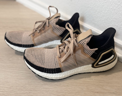 adidas UltraBoost Low Top Lace Up Sneaker Beige/Black/White Rubber Outsole
