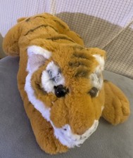 FAO Schwarz Tiger Plushy Stuffed Animal Super Soft Cuddlee 17" Nose to Tail