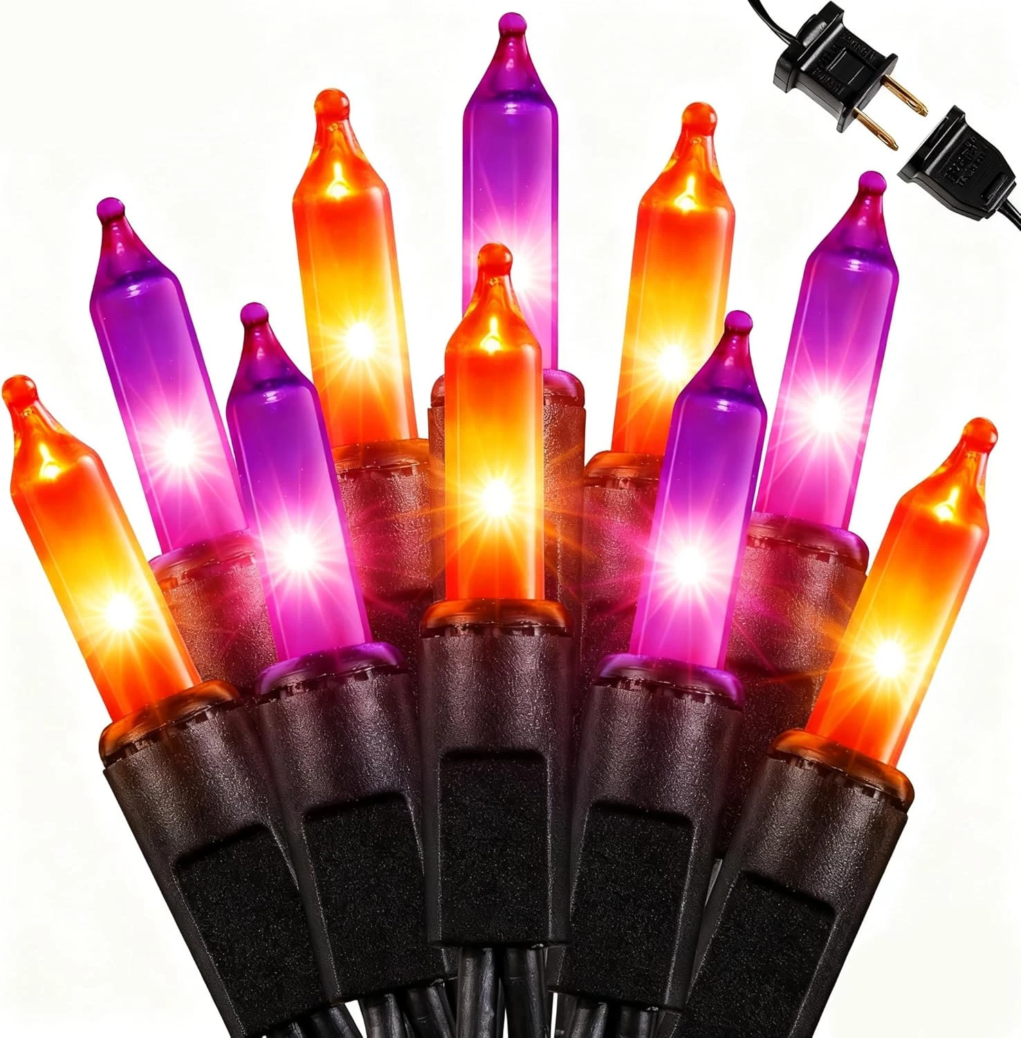 Orange Purple Halloween String Lights, 19.5FT 100 LED Mini String Lights