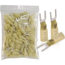 100pcs 12-10 AWG Marine Grade Heat Shrink Fork Connectors,  10 Tinned Copper ...
