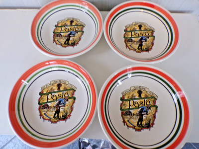 Set 4- VTG Himark San Remo Italia Buona Pasta  8.25'' Salad Bowls Made in Italy