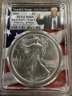 2021 $1 Type 2 American Silver Eagle PCGS MS69 Trump Label FLAG FIRST DAY ISSUE