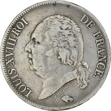 [#909667] Coin, France, Louis XVIII, Louis XVIII, 5 Francs, 1824, Paris, EF