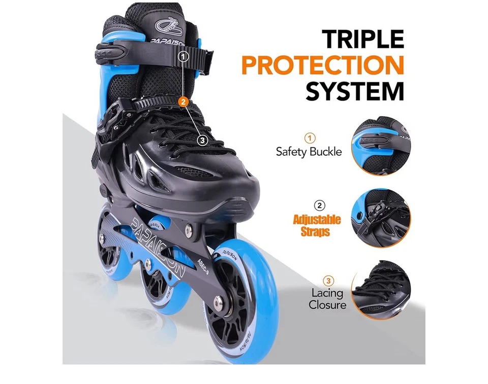  🛼 Patins em linha ajustáveis adultos PAPAISON para homens mulheres com 3 rodas de 100 mm - Imagem 4 de 4