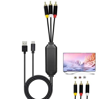 ECDREAM USB C to RCA Cable Adapter - 6ft Type-C to RCA with USB A Charging