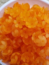 Frosted Acrylic Flower Bead. 6 Petal Orange 14x6mm, Hole 2mm 100 PC. A24