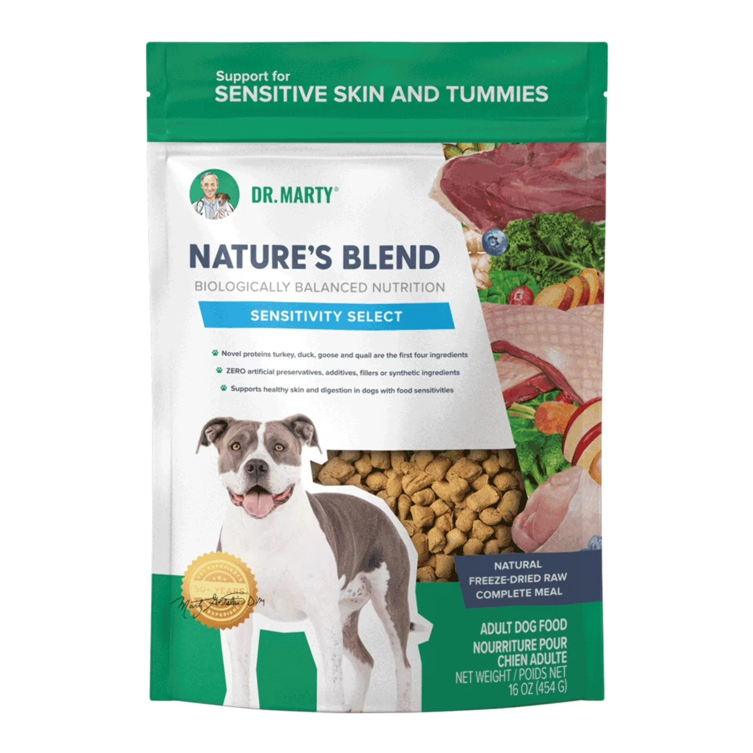 Dr. Marty Nature's Blend Sensitivity Select Freeze Dried Dog Food- 16 oz
